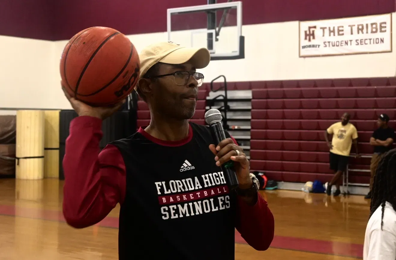 Charlie at the basketball clinic